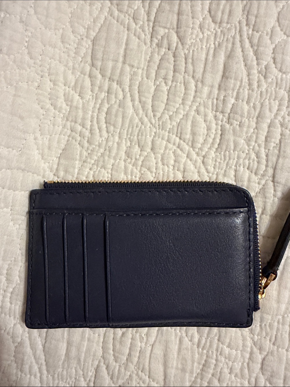 Madewell Navy Leather Zip Card Wallet with Wristlet